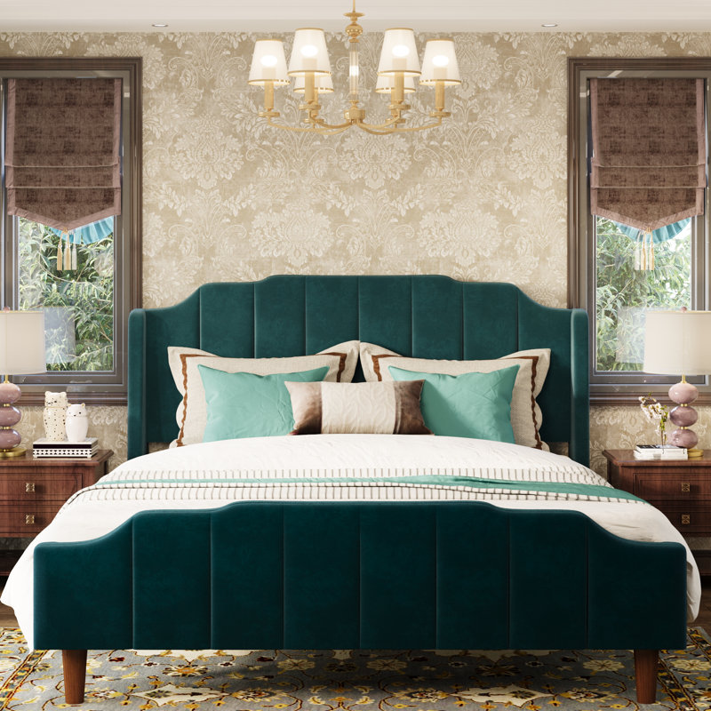 Wayfair green velvet bed discount